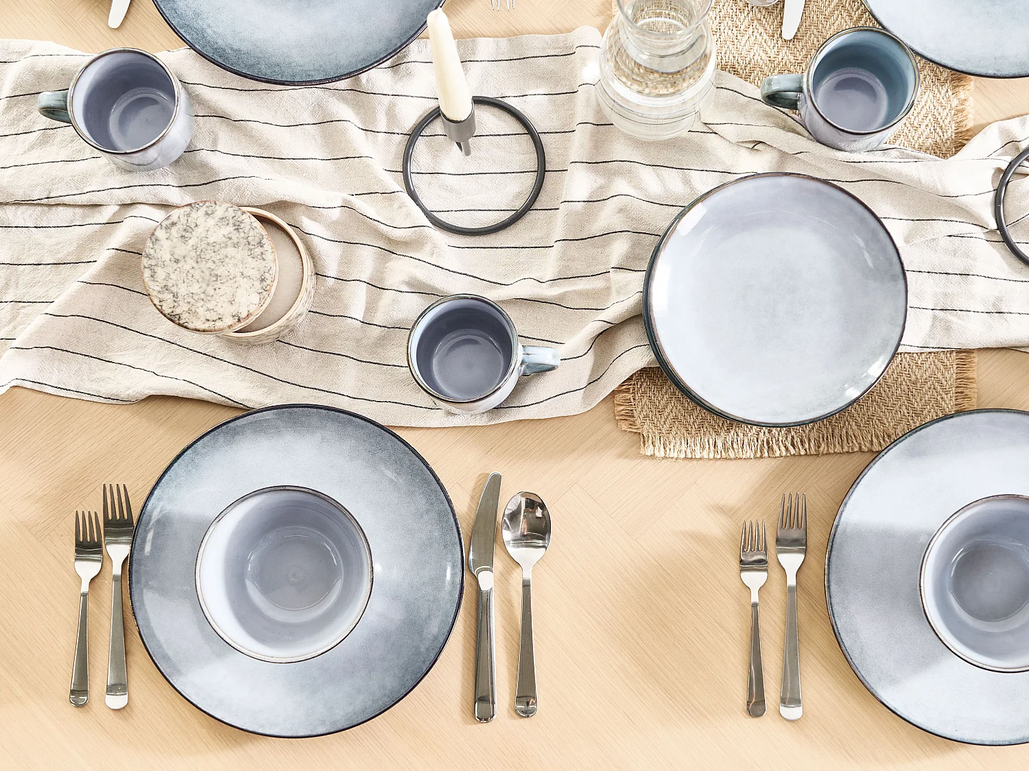 Set van 8 dinerborden JUNIPER Steengoed Lichtblauw