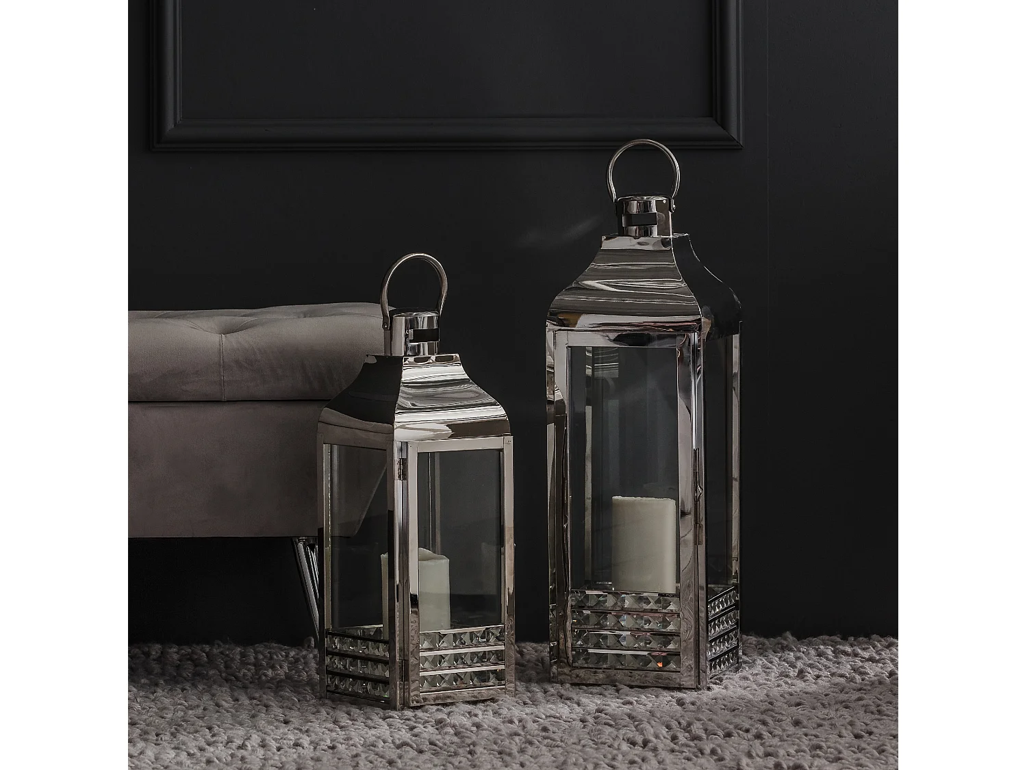 Lanterne Cristico Argent Moyen 59x16x18