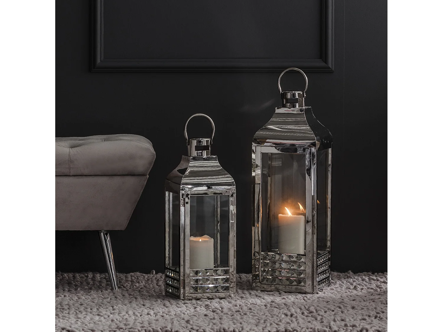 Lanterne Cristico Argent Moyen 59x16x18