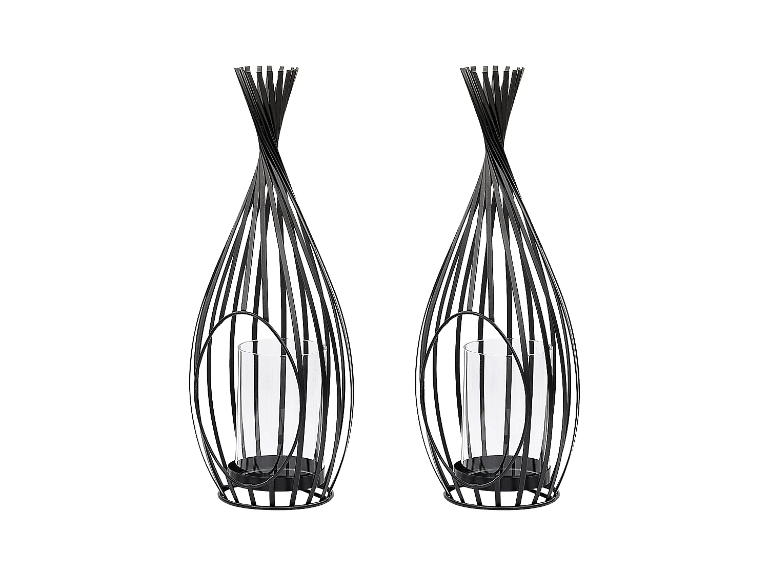 Lot de 2 lanternes LOMBOK Métal 38 cm Noir