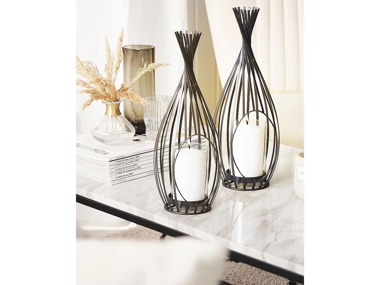 Lot de 2 lanternes LOMBOK Métal 38 cm Noir