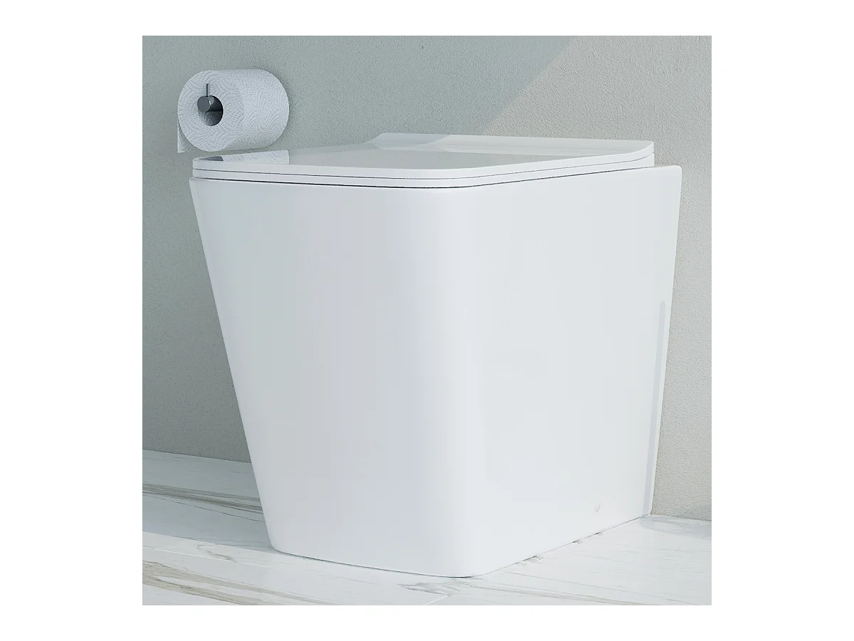 Vaso WC A TERRA filomuro RIMLESS in ceramica con sedile coprivaso softclose - Cube