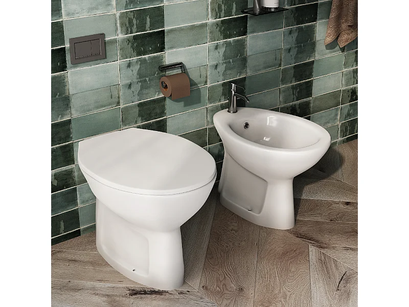 Sanitari tradizionali WC e Bidet con scarico pavimento sedile softclose Sigma