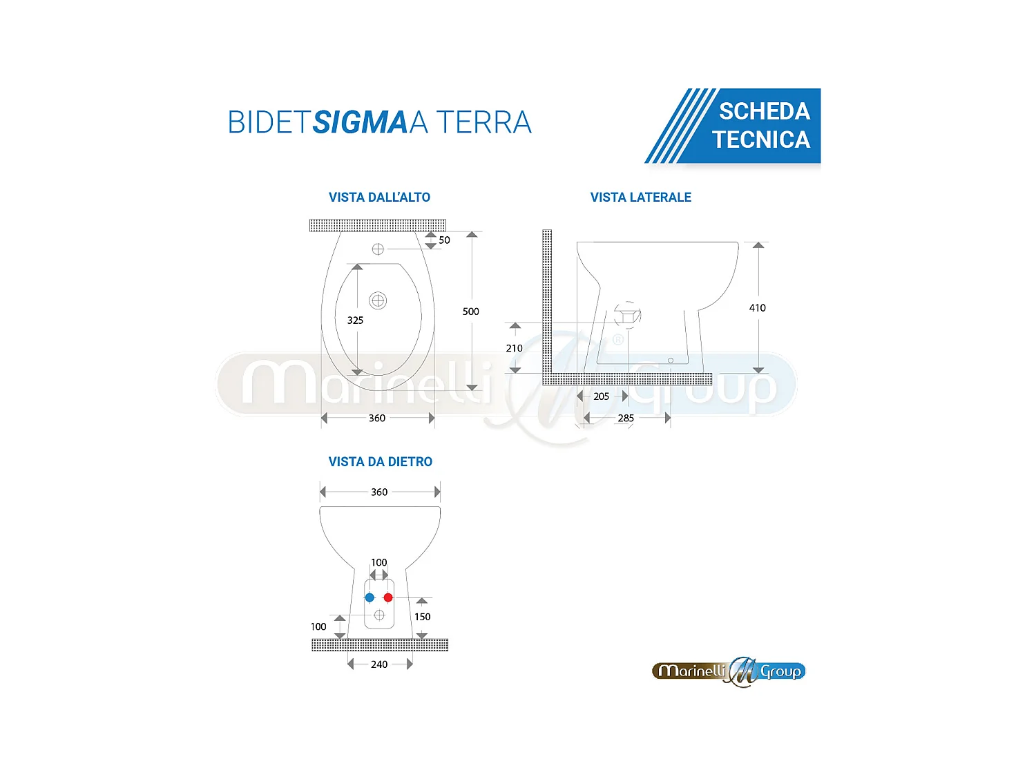 Sanitari tradizionali WC e Bidet con scarico pavimento sedile softclose Sigma
