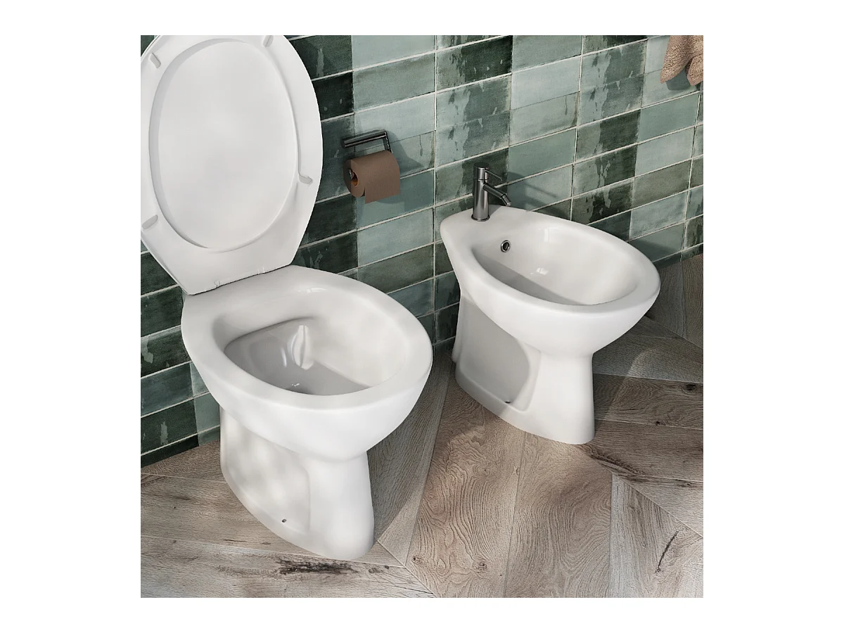 Sanitari tradizionali WC e Bidet con scarico pavimento sedile softclose Sigma