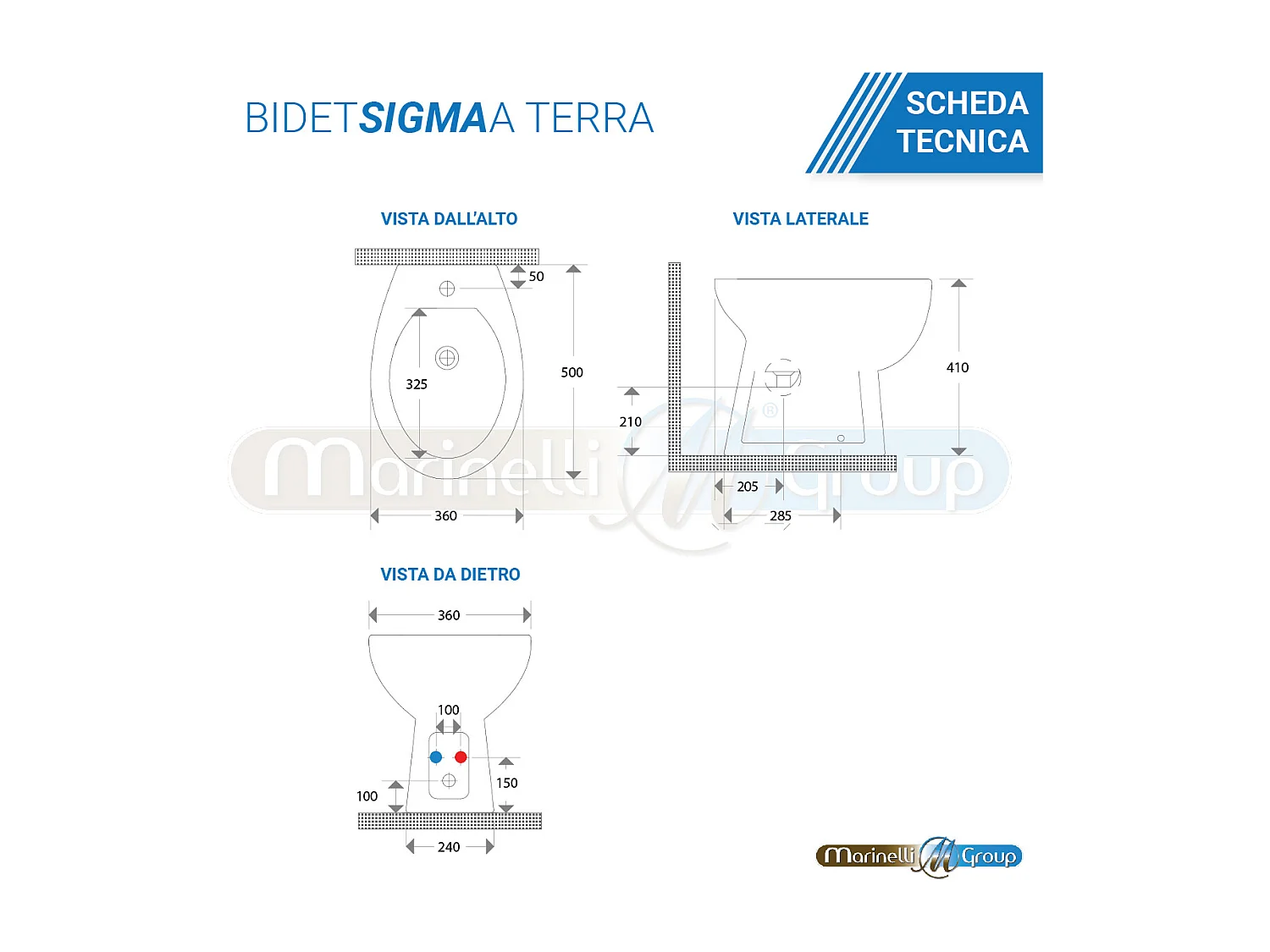 Sanitari tradizionali WC e Bidet con scarico pavimento sedile softclose Sigma