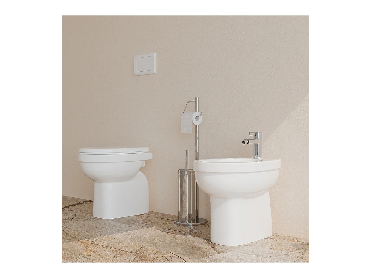 Sanitari bagno Bidet e Vaso WC a terra in ceramica con sedile coprivaso tradizionale - Venezia