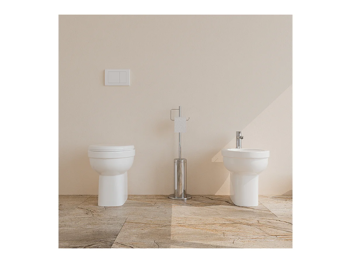 Sanitari bagno Bidet e Vaso WC a terra in ceramica con sedile coprivaso tradizionale - Venezia