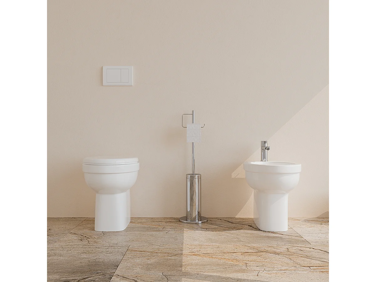 Sanitari bagno Bidet e Vaso WC a terra in ceramica con sedile coprivaso tradizionale - Venezia
