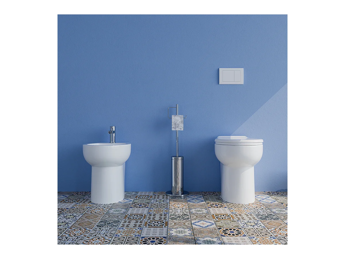 Sanitari a terra Bidet e Vaso WC filomuro con sedile coprivaso Milano