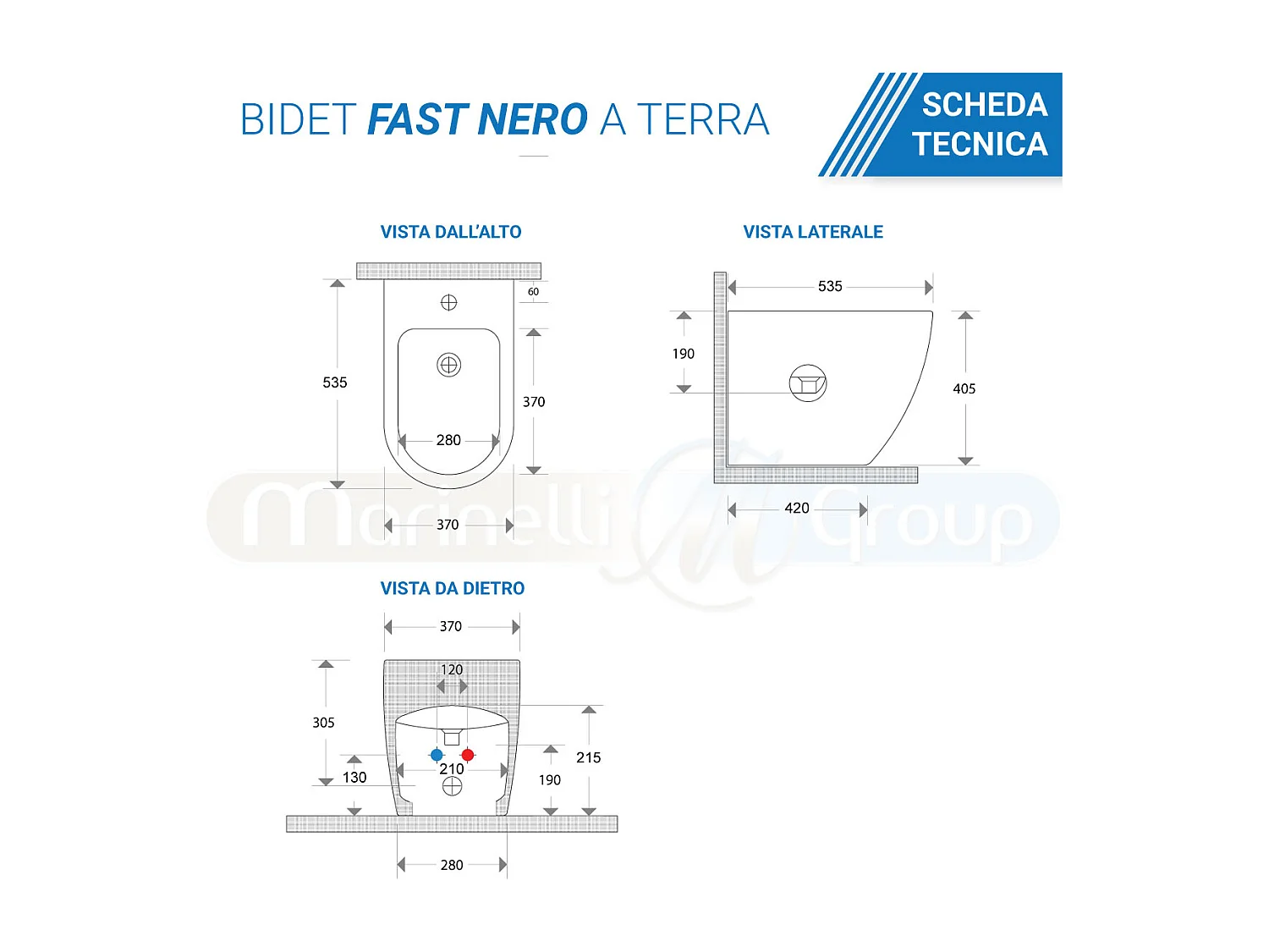 Sanitari bidet e vaso WC a terra scarico vortice nero opaco coprivaso softclose Fast