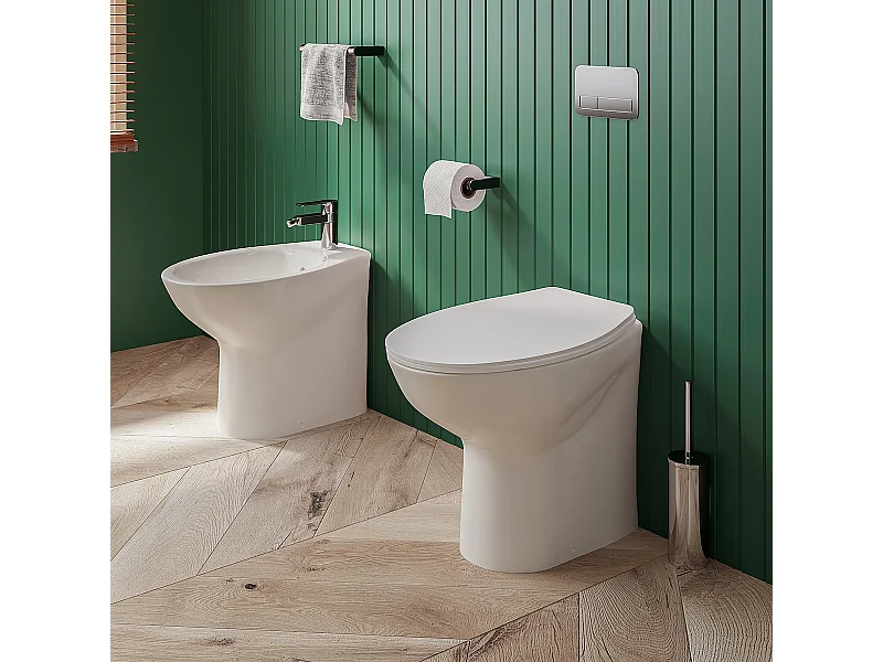 Sanitari filomuro Vaso WC e Bidet con sedile softclose Sigma