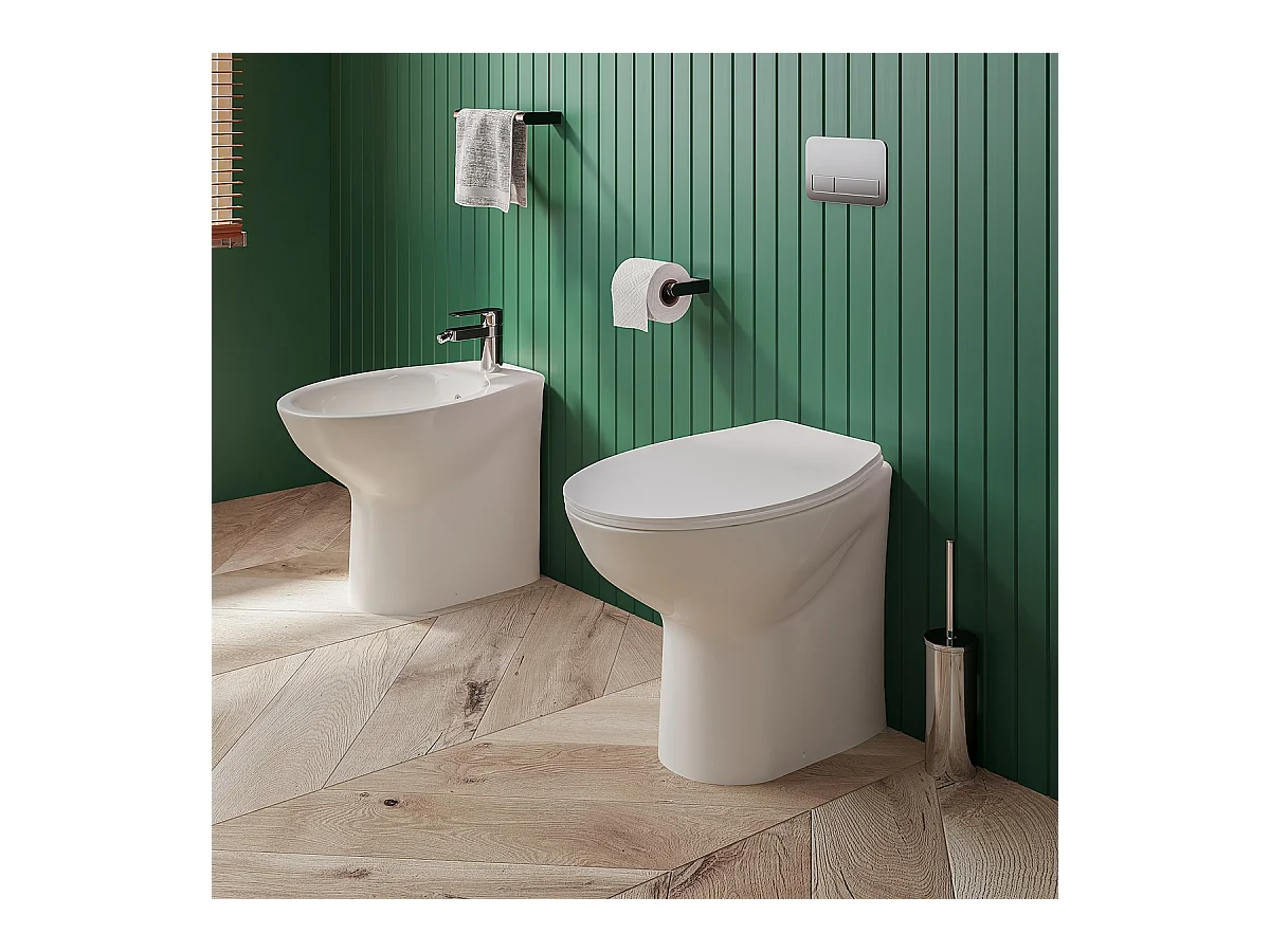Sanitari filomuro Vaso WC e Bidet con sedile softclose Sigma