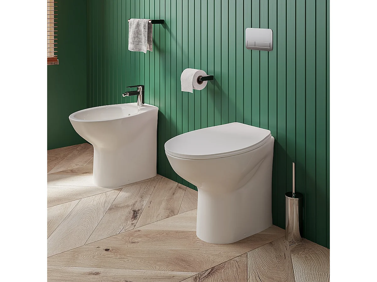 Sanitari filomuro Vaso WC e Bidet con sedile softclose Sigma