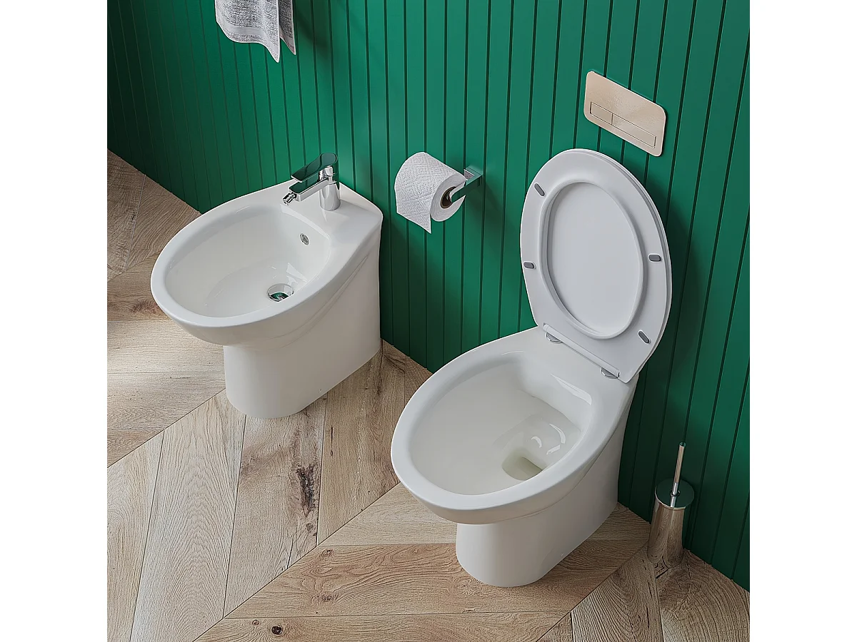 Sanitari filomuro Vaso WC e Bidet con sedile softclose Sigma