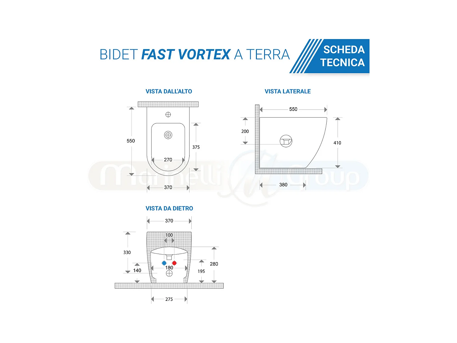 Sanitari Bidet e Vaso WC a terra filomuro rimless scarico vortice coprivaso softclose Fast