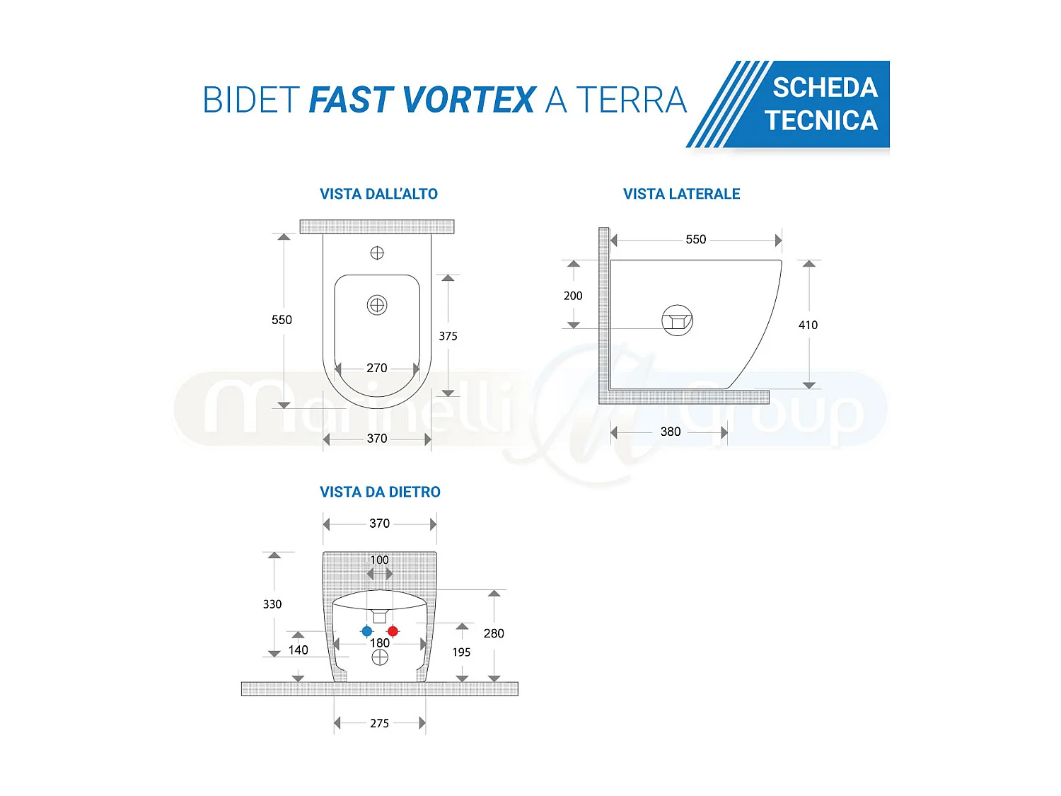 Sanitari Bidet e Vaso WC a terra filomuro rimless scarico vortice coprivaso softclose Fast