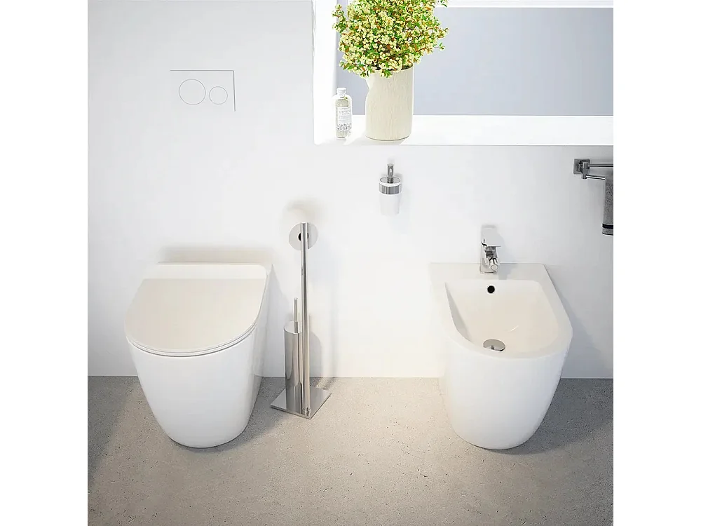 Sanitari Bidet e Vaso WC a terra filomuro rimless scarico vortice coprivaso softclose Fast