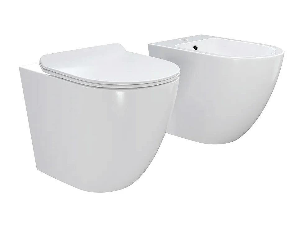 Sanitari Bidet e Vaso WC a terra filomuro rimless scarico vortice coprivaso softclose Fast