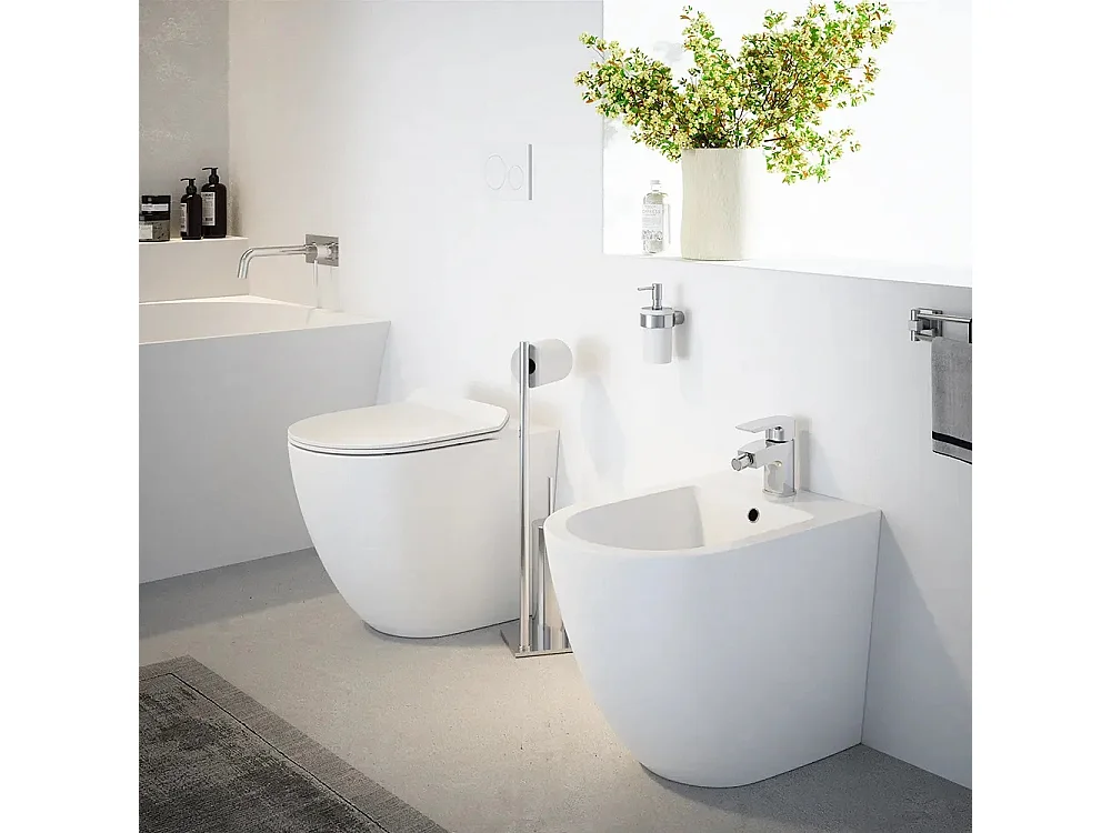 Sanitari Bidet e Vaso WC a terra filomuro rimless scarico vortice coprivaso softclose Fast