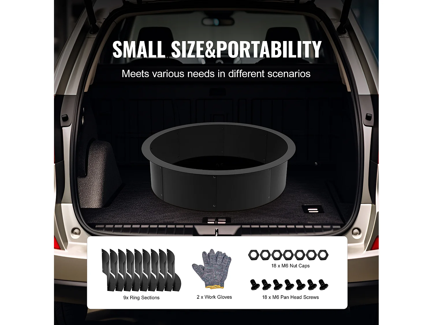 Brasero de Jardin, SucceBuy Anneau de Foyer Rond avec Revêtement Extérieur en Acier de 114,3 cm