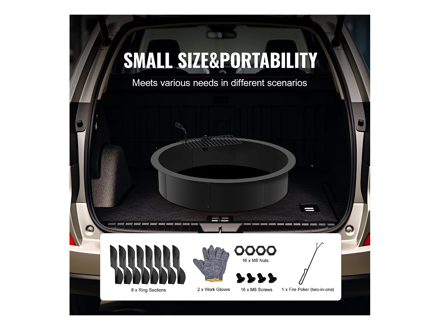 Brasero de Jardin, SucceBuy Anneau de Foyer Extérieur en Acier de 101,6 cm avec Anneau de Feu pour Barbecue