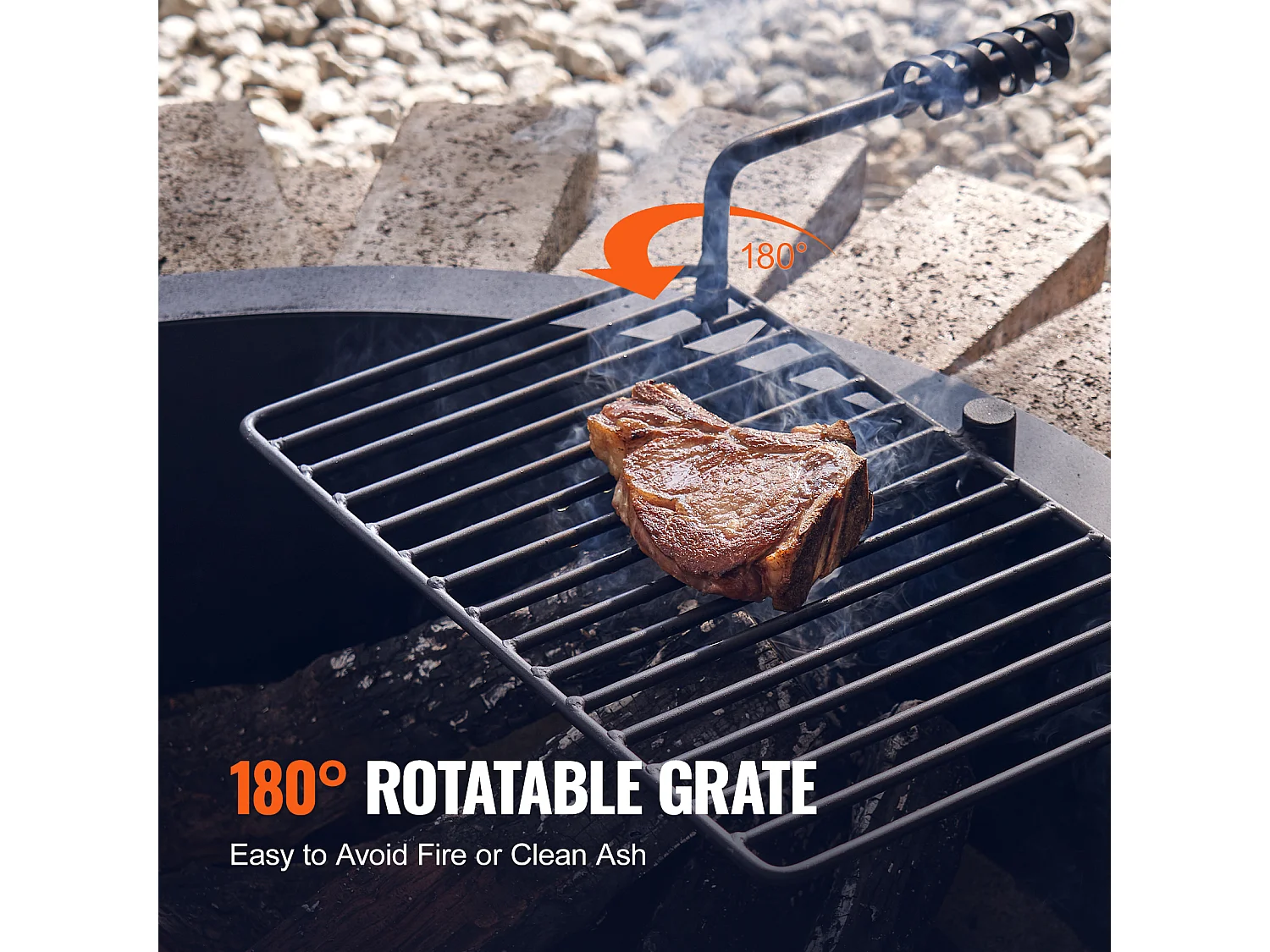 Brasero de Jardin, SucceBuy Anneau de Foyer Extérieur en Acier de 101,6 cm avec Anneau de Feu pour Barbecue