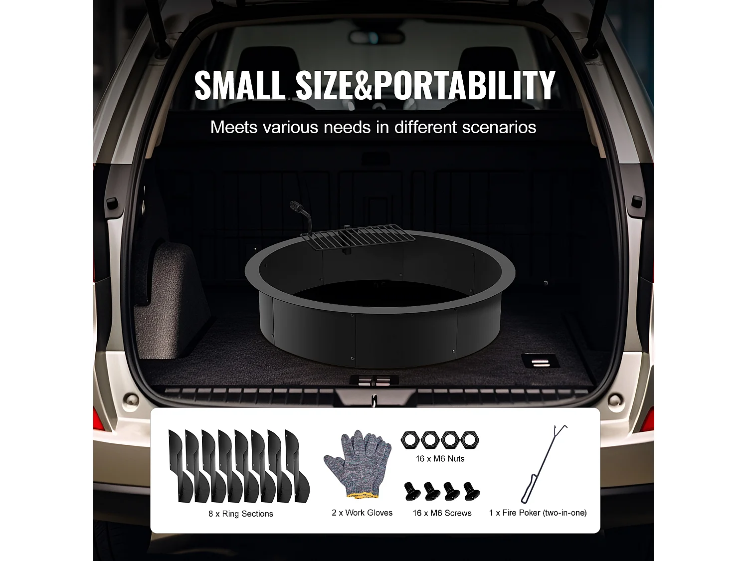 Brasero de Jardin, SucceBuy Anneau de Foyer Extérieur en Acier de 101,6 cm avec Anneau de Feu pour Barbecue