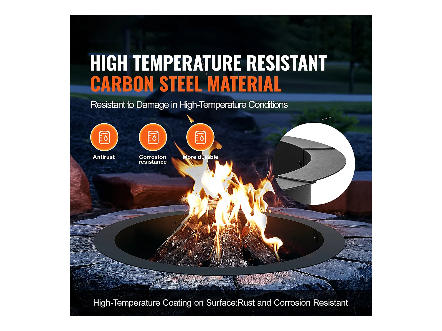 Brasero de Jardin, SucceBuy Anneau de Foyer Rond 91,44 cm Extérieur en Acier DIY Liner Firepit