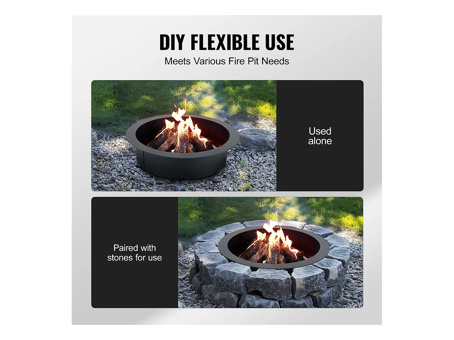 Brasero de Jardin, SucceBuy Anneau de Foyer Rond 91,44 cm Extérieur en Acier DIY Liner Firepit