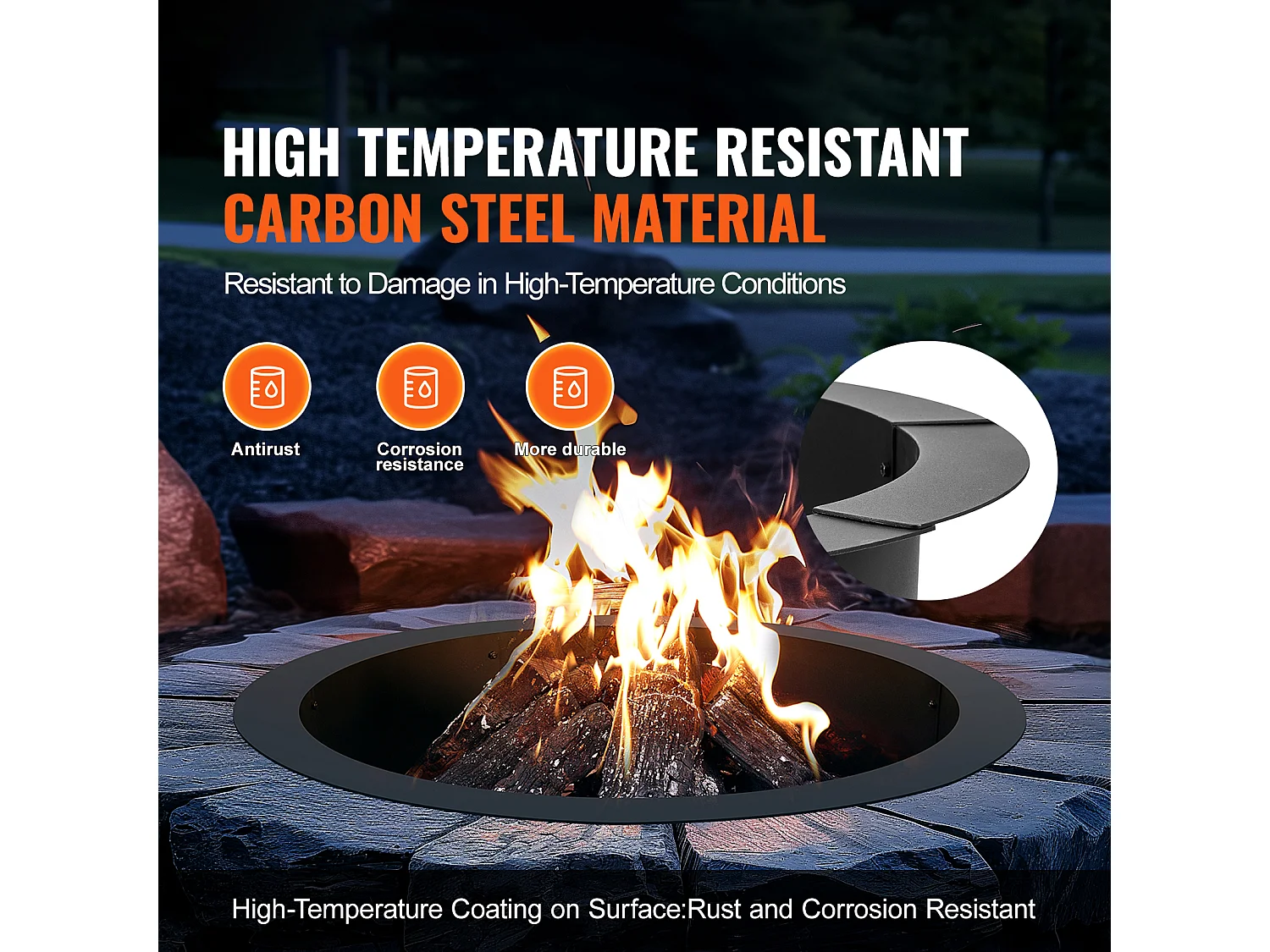 Brasero de Jardin, SucceBuy Anneau de Foyer Rond 91,44 cm Extérieur en Acier DIY Liner Firepit