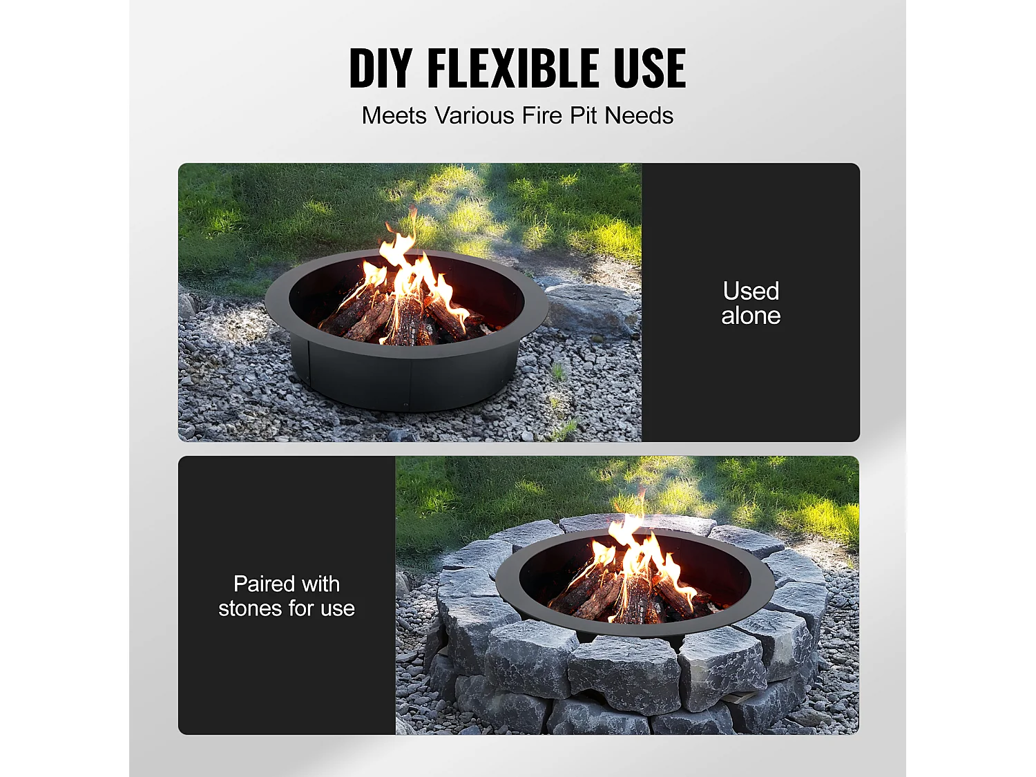 Brasero de Jardin, SucceBuy Anneau de Foyer Rond 91,44 cm Extérieur en Acier DIY Liner Firepit
