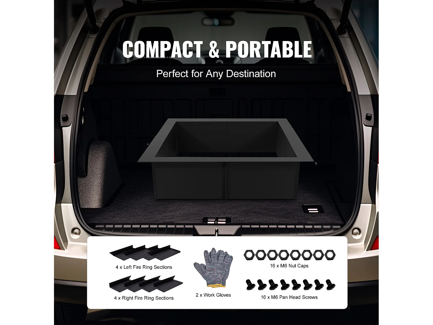 Brasero de Jardin, SucceBuy Anneau de Foyer Carré 106,7×106,7 cm en Acier Extérieur DIY Liner Firepit Anneau de Feu de Camp