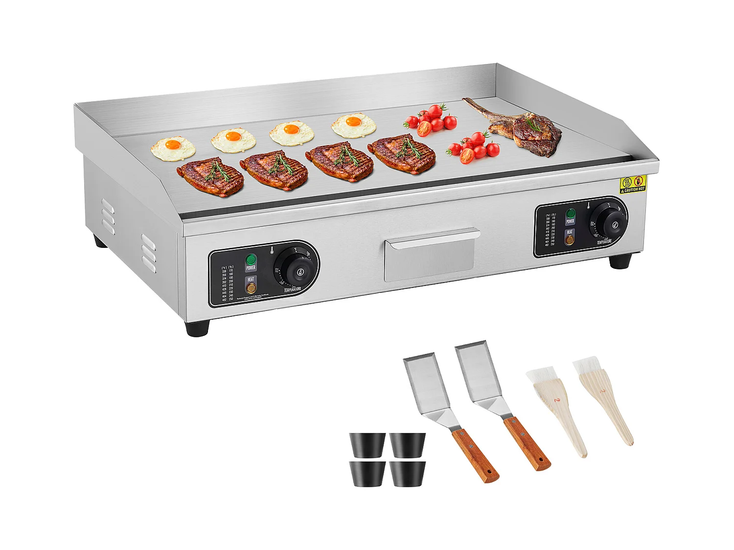 Plancha Électrique SucceBuy 4400 W, Plaque de Cuisson Électrique Commerciale à Surface Plane, 122 ℉-572 ℉