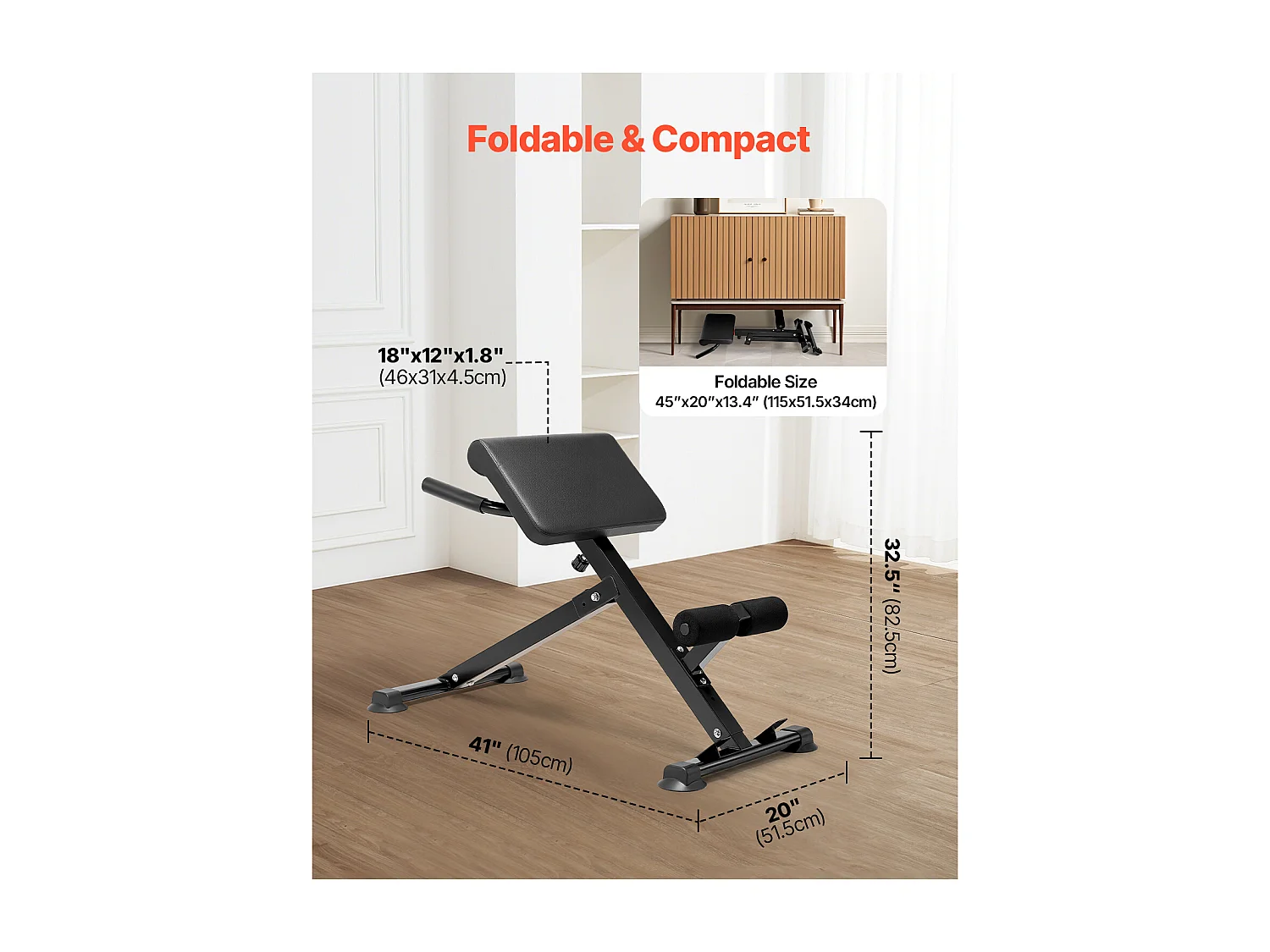 Chaise Romaine SucceBuy Banc d'Hyperextension Pliable pour Entraînement du Dos et Abdominaux
