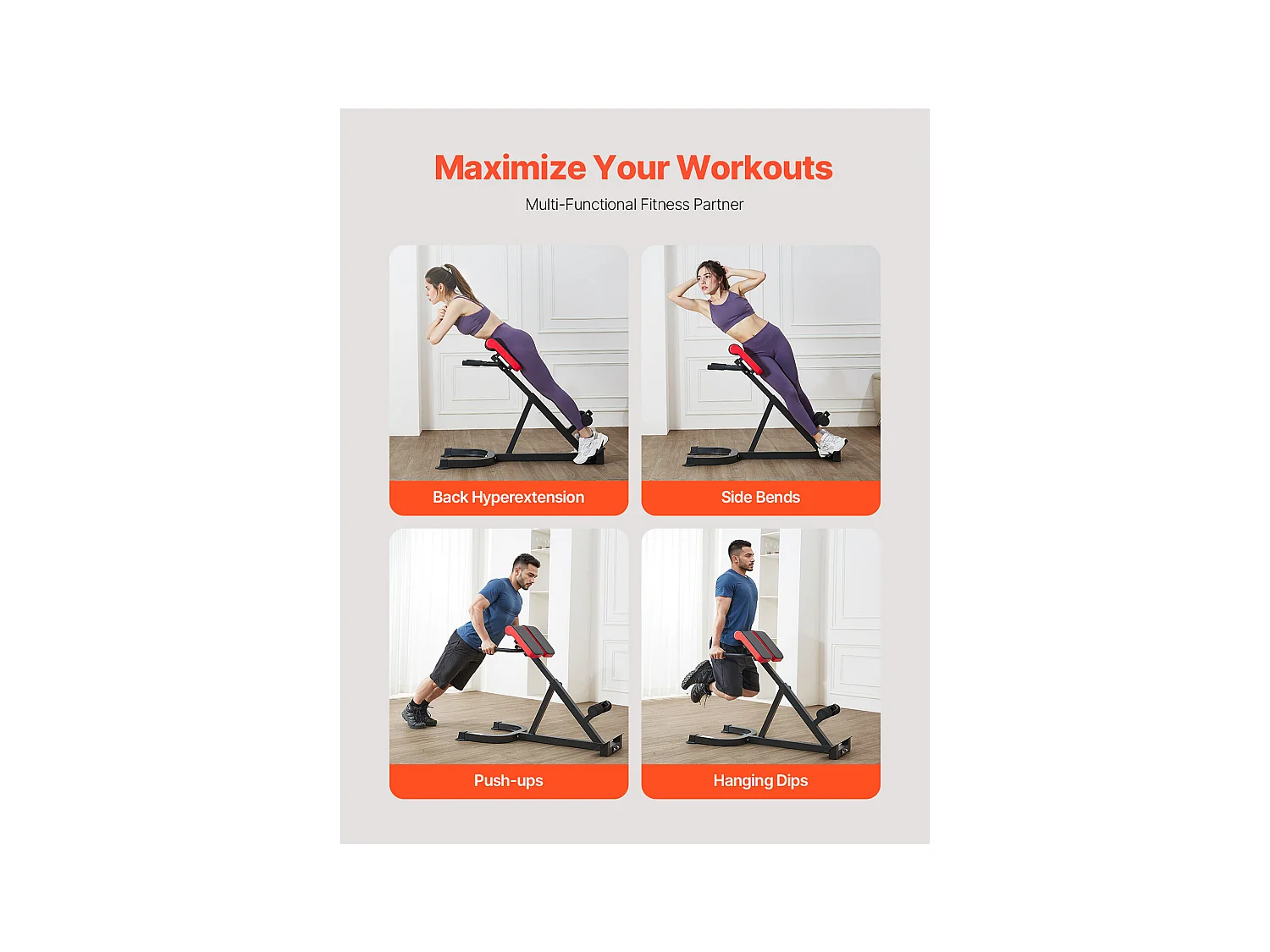 Chaise Romaine SucceBuy Banc d'Extension de Dossier de Chaise Romaine, Équipement de Gymnastique Multifonction Réglable