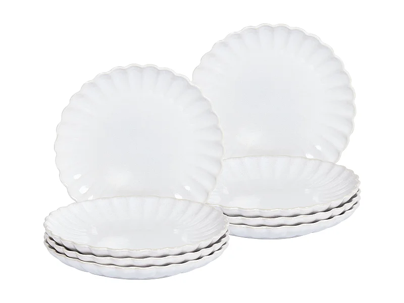 Lot de 8 assiettes à dessert NETTLE Grès Blanc cassé