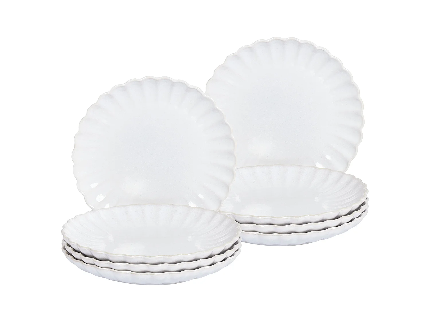 Lot de 8 assiettes à dessert NETTLE Grès Blanc cassé