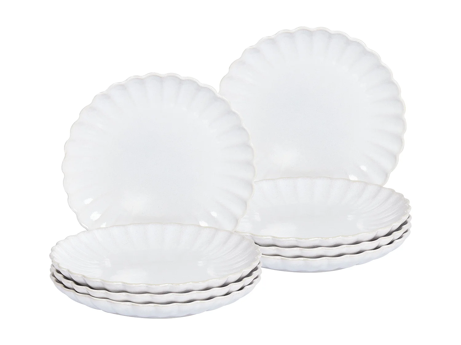 Lot de 8 assiettes à dessert NETTLE Grès Blanc cassé