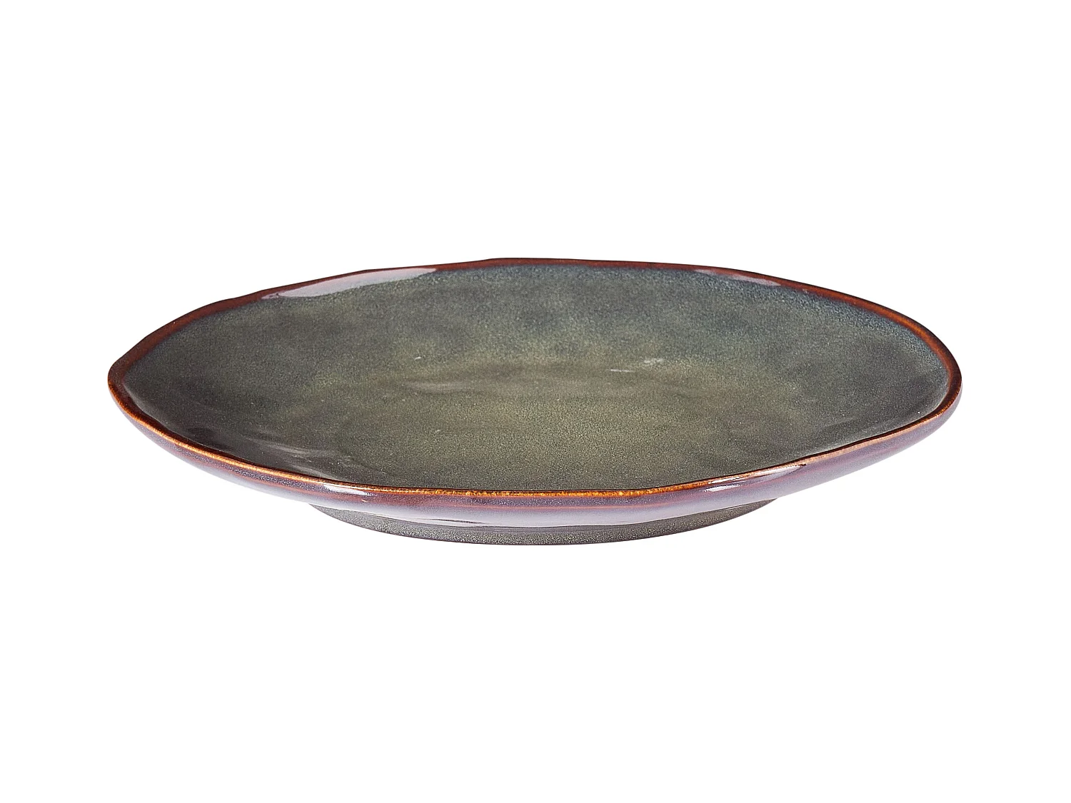 Lot de 8 assiettes plates THYME Grès Vert foncé