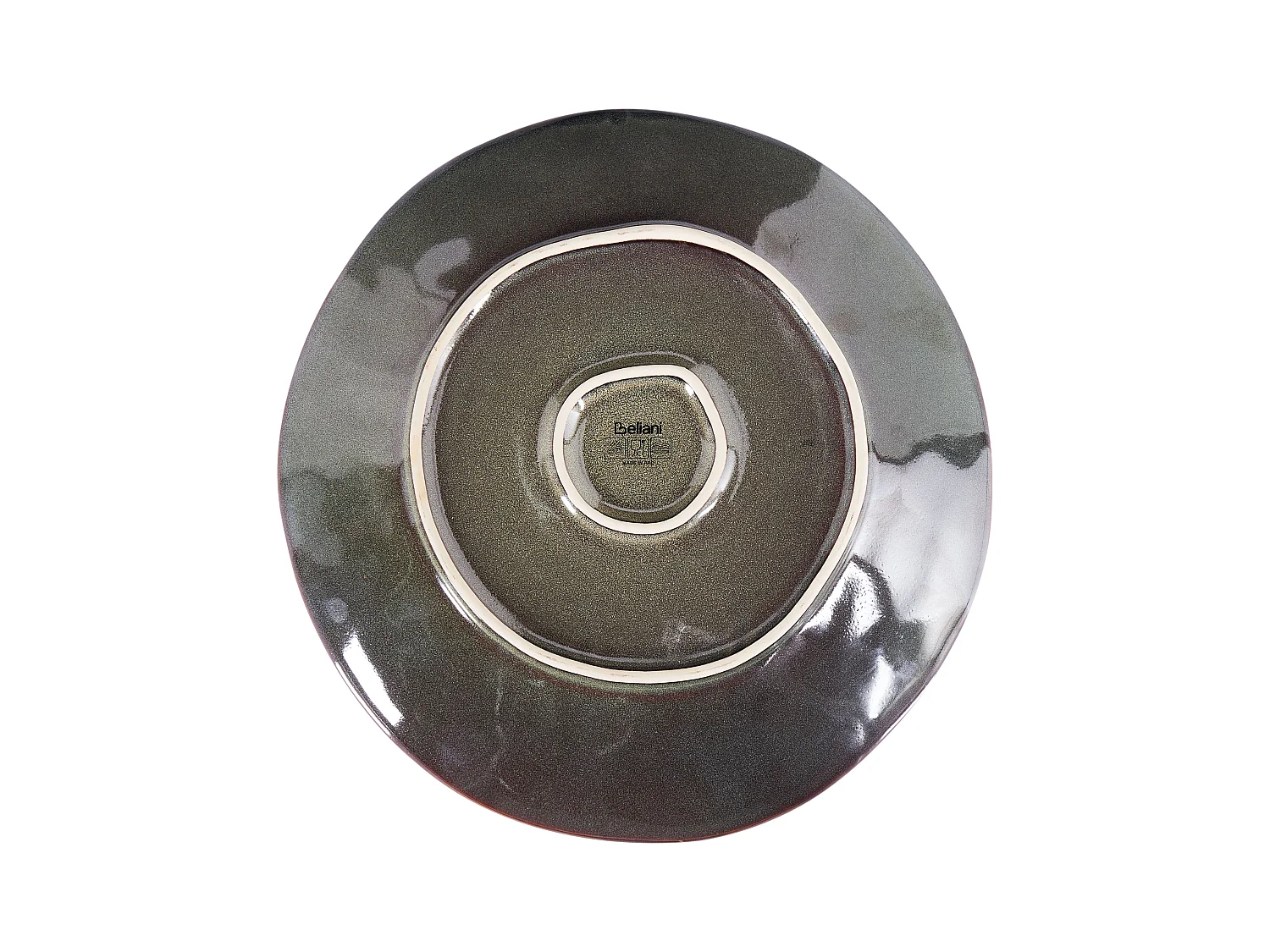 Lot de 8 assiettes plates THYME Grès Vert foncé