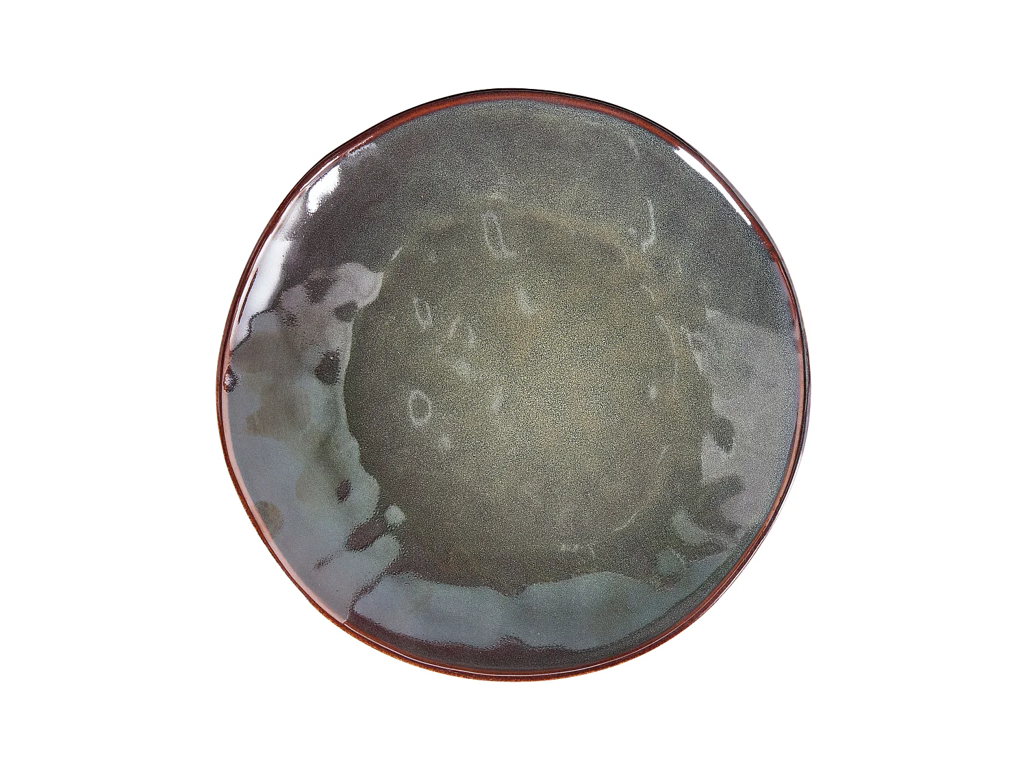 Lot de 8 assiettes plates THYME Grès Vert foncé