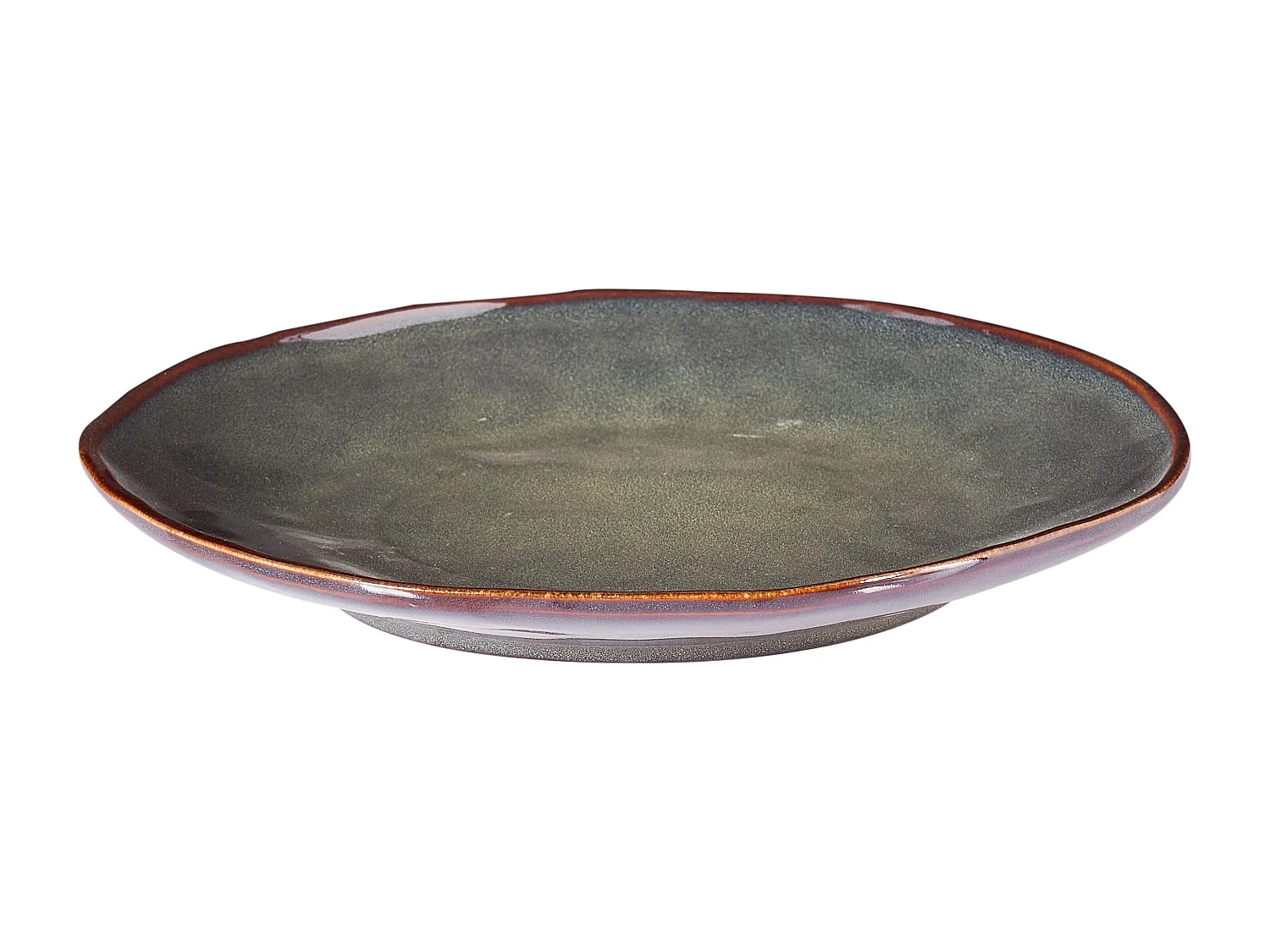 Lot de 8 assiettes plates THYME Grès Vert foncé