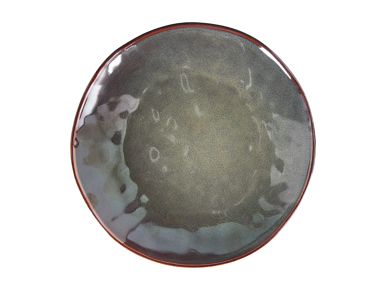 Lot de 8 assiettes plates THYME Grès Vert foncé