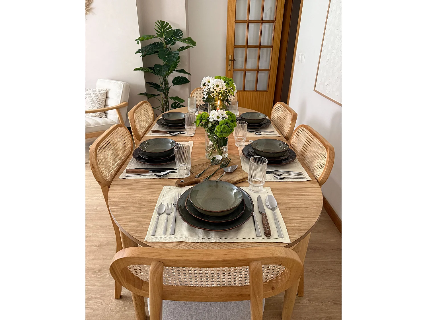 Set di 8 piatti piani THYME Gres porcellanato Verde scuro