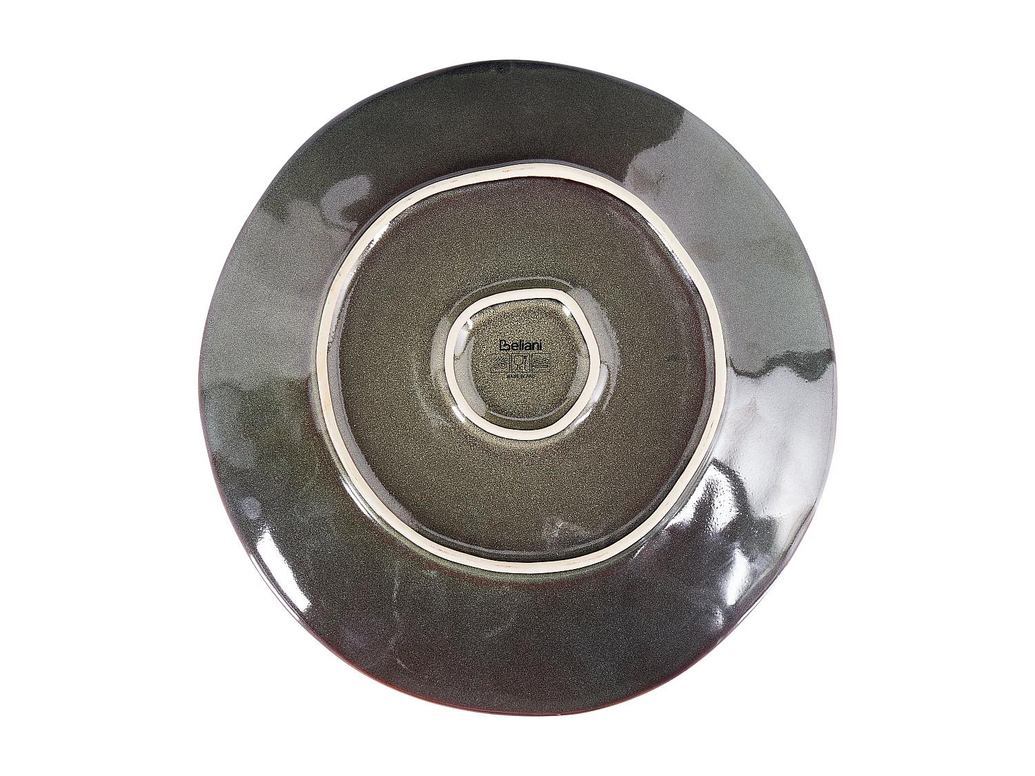 Lot de 8 assiettes plates THYME Grès Vert foncé