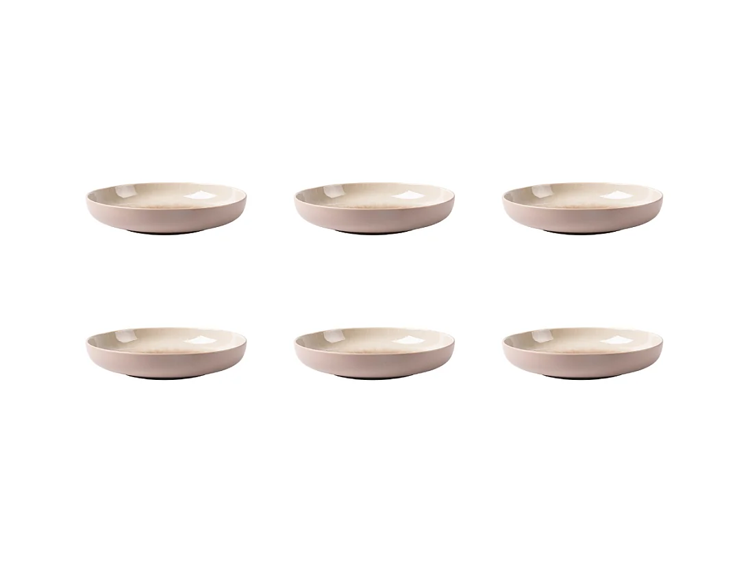Lot de 6 assiettes creuses taupe - "Iris"