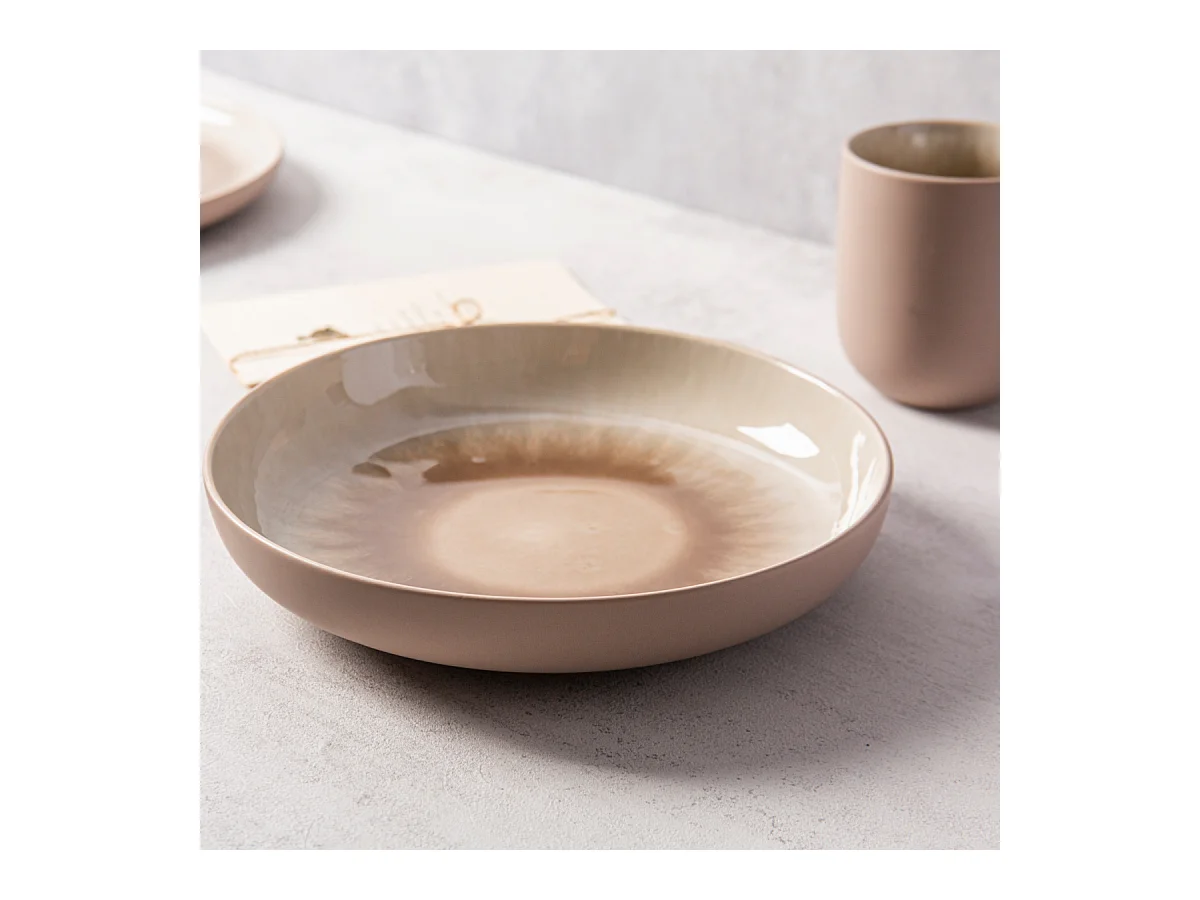 Lot de 6 assiettes creuses taupe - "Iris"