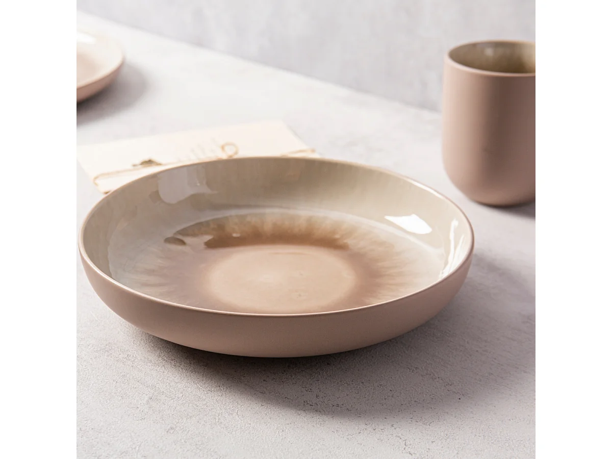 Lot de 6 assiettes creuses taupe - "Iris"