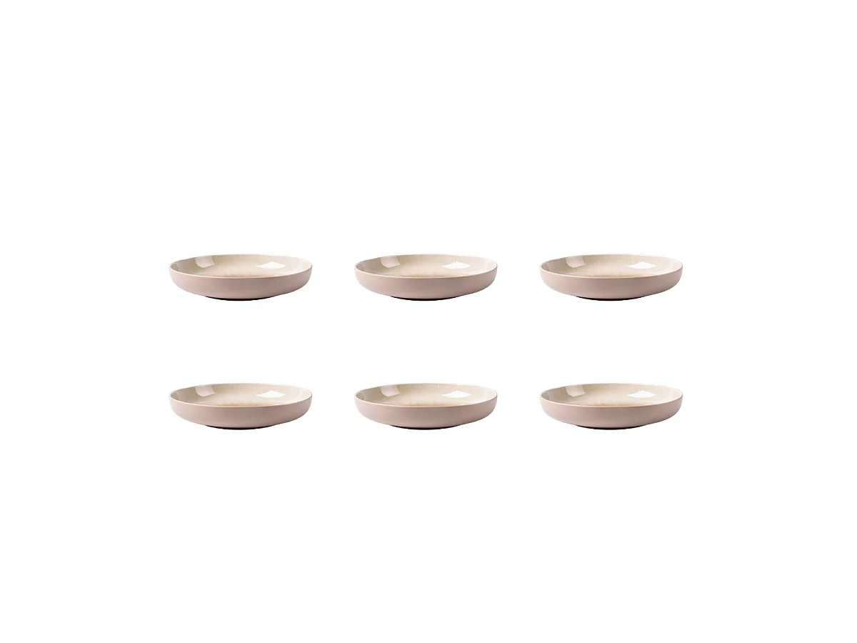 Lot de 6 assiettes creuses taupe - "Iris"